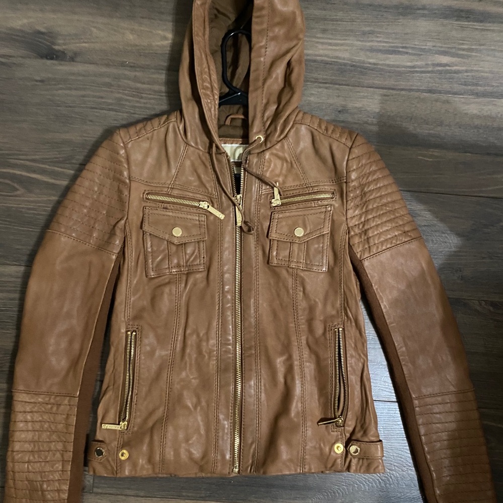 Michael Kors Leather Tan Jacket Women’s Small